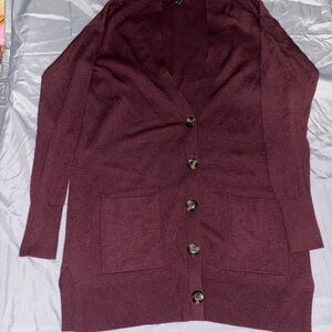 Ann Taylor Deep Burgundy Cardigan Sweater